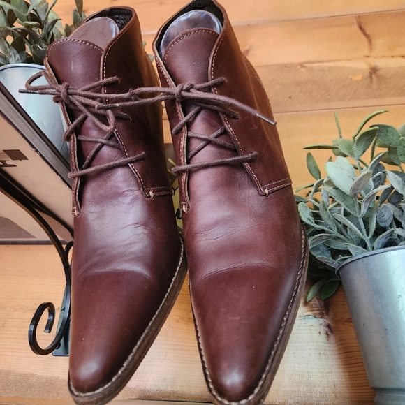 Coach Betty P292 Brown Leather Point Square Toe Shoe Heeled Booties Italy Sz 10B - Picture 6 of 13